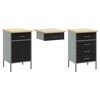 vidaXL Work Cabinet with Drawer 7 pcs Black 150 x 55 x 200 cm