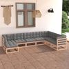 vidaXL Garden Lounge Set Natural wood, Grey cushions