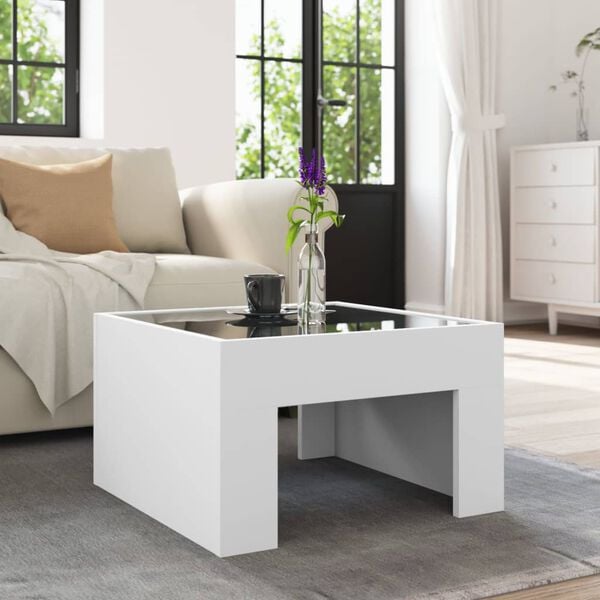 vidaXL Coffee Table White Engineered wood, glass One Size Coffee Table