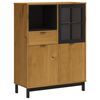 vidaXL Highboard Oak Color Solid pine wood, tempered glass, plastic handles