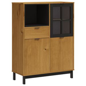 vidaXL Highboard Oak Color Solid pine wood, tempered glass, plastic handles