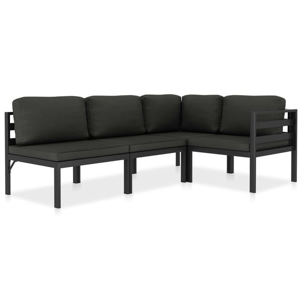 vidaXL Garden Lounge Set Anthracite Aluminum, Polyester 4 Piece Modular