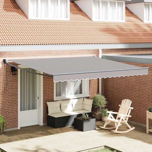 vidaXL Retractable Awning Light gray 157.48" x 118.11" Polyester
