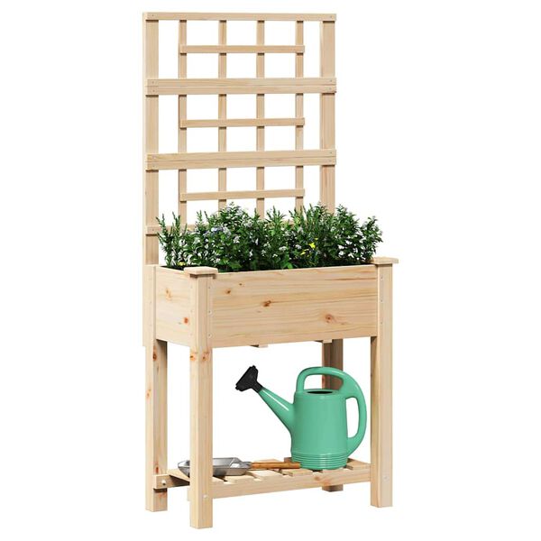 vidaXL Garden Planter Beige 27.95 x 14.96 x 59.84 in Solid Fir Wood