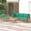 vidaXL Garden Lounge Set Bamboo, Green Bamboo, Polyester Medium Modular