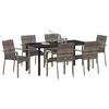 vidaXL Garden Dining Set with Cushion 7 pcs Grey Poly Rattan