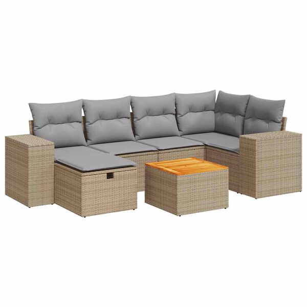 vidaXL Garden Sofa Set Beige Poly Rattan Large Modular Garden Sofa Set