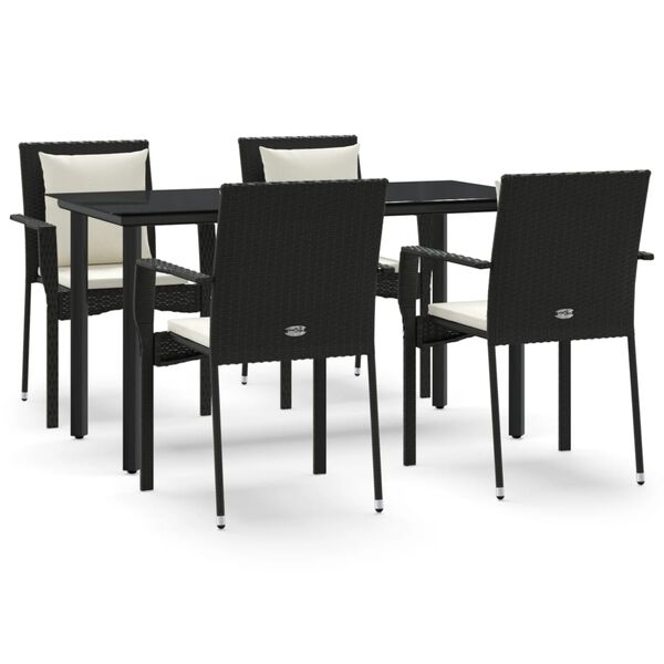 vidaXL Garden Dining Set Black PE Rattan Modular Garden Dining Set