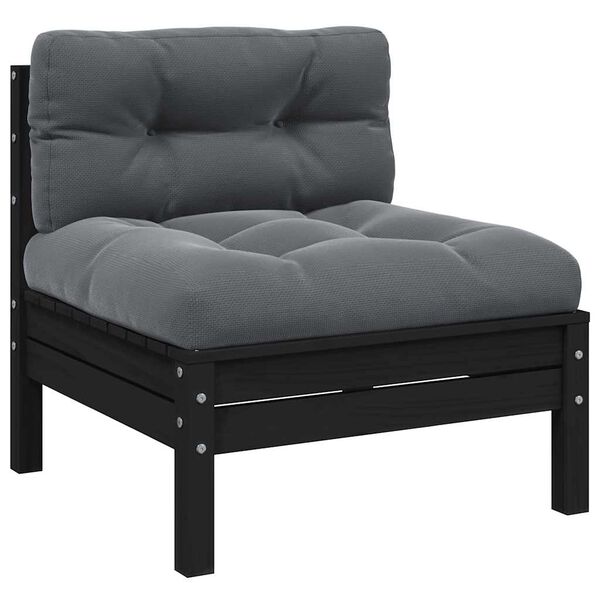 vidaXL Garden Lounge Set Set of 3 Black Solid pinewood, 100% polyester