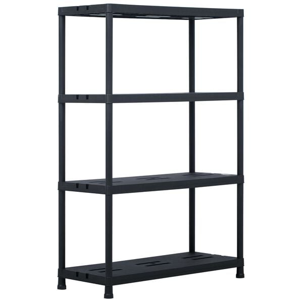 vidaXL Storage Shelf Racks 2 pcs Black 485 lb 35.4"x15.7"x54.3" Plastic