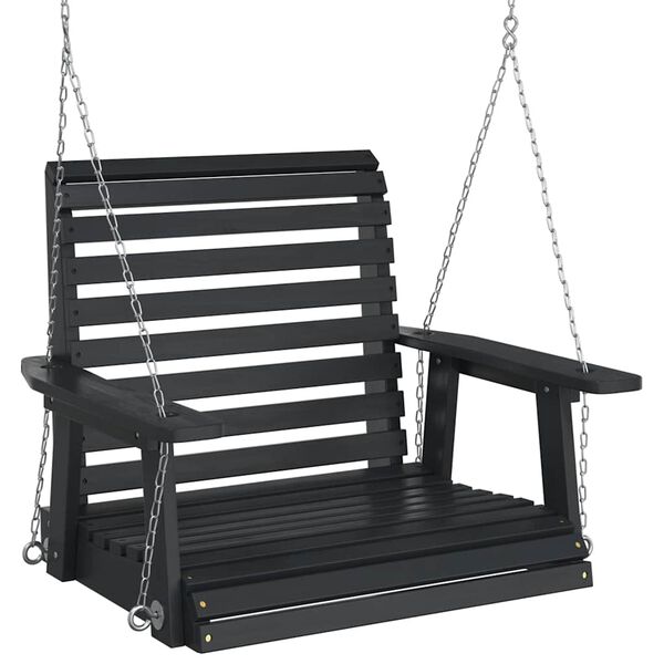 vidaXL Garden Swing Chair Black Solid fir wood Single Comfy