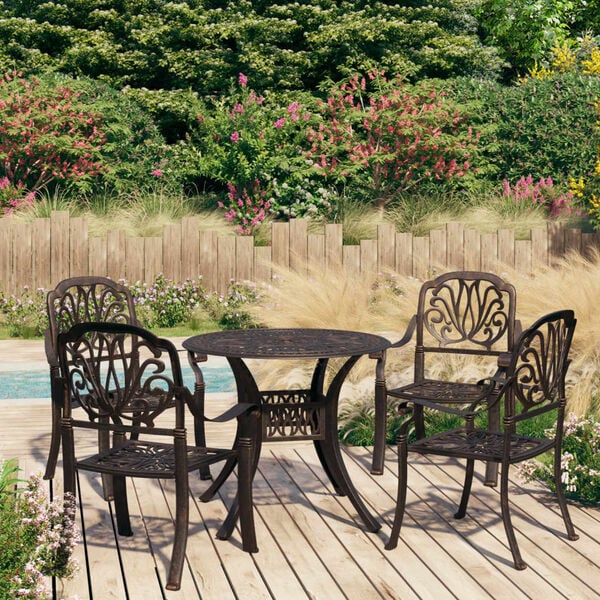 vidaXL Bistro Set Bronze Cast aluminum Medium Durable Bistro Set