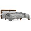 vidaXL Bed Frame Smoked Oak Engineered Wood, Metal, Plywood Double