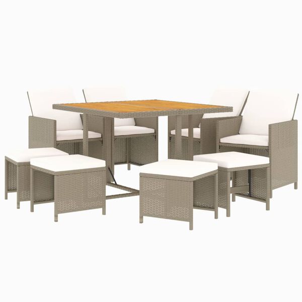 vidaXL Garden Dining Set Beige, Cream