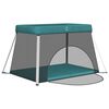 vidaXL Baby Playpen with Mattress Green Linen Fabric