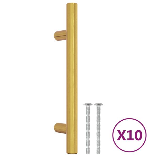 vidaXL Cabinet Handle Set of 10 Gold Stainless Steel 5.9 in x 1.3 in