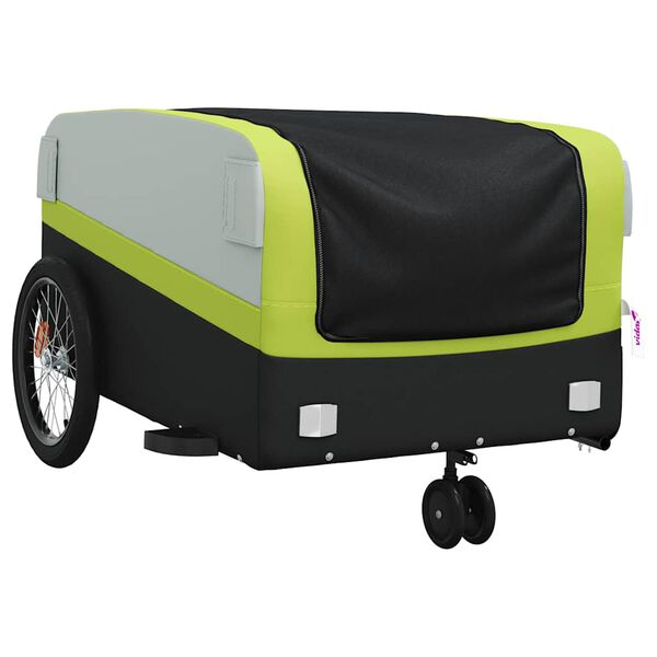 vidaXL Bike Trailer Black and Green 99.2 lb Iron