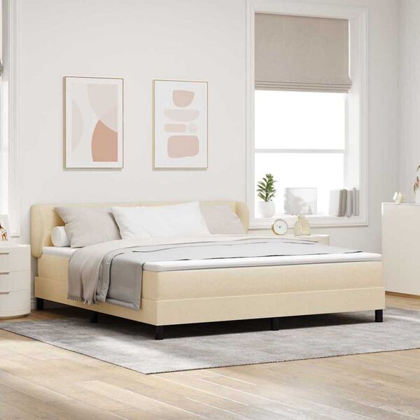 vidaXL Box Spring Bed with Mattress Cream 70.9" x 78.7" fabric