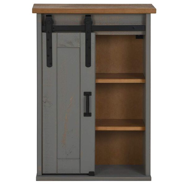 vidaXL Hanging Cabinet Grey Solid pine wood, metal 19.3x8.9x27.6 in