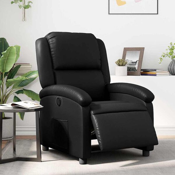 vidaXL Electric Recliner Chair Black Faux Leather, Metal, Plywood Standard