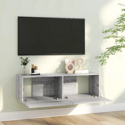 vidaXL TV Wall Cabinet Gray Sonoma 39.4"x11.8"x11.8" Engineered Wood
