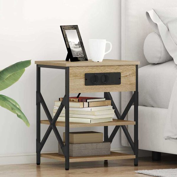 vidaXL Bedside Cabinet with Shelf Sonoma Oak 16.14 x 12.20 x 20.08 in