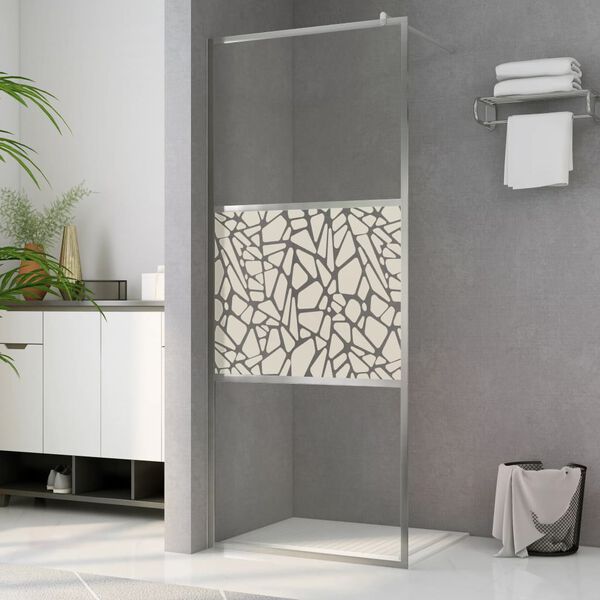 vidaXL Walk-in Shower Wall ESG Glass with Stone Design 45.3x76.8"