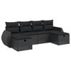 vidaXL Garden Sofa Set Black Poly Rattan, Powder-Coated Steel 6-piece set