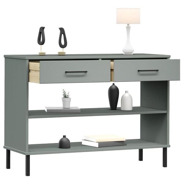 vidaXL Console Cabinet Grey Solid pine wood, Metal Medium Cabinet