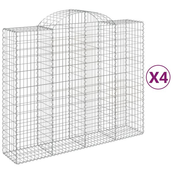 vidaXL Gabion Basket Set of 4 Silver Galvanized iron Large
