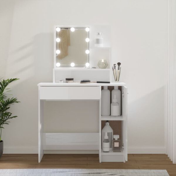 vidaXL Dressing Table Glossy White Engineered wood, Acrylic Dressing Table