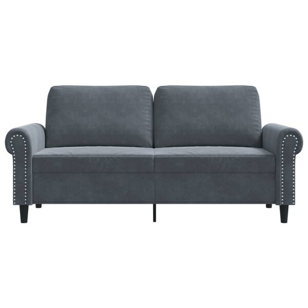 vidaXL 2-seater Sofa Dark Gray Velvet (100% polyester), Metal, Foam