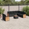 vidaXL Garden Sofa Set Black PE Rattan Large UV-resistant materials