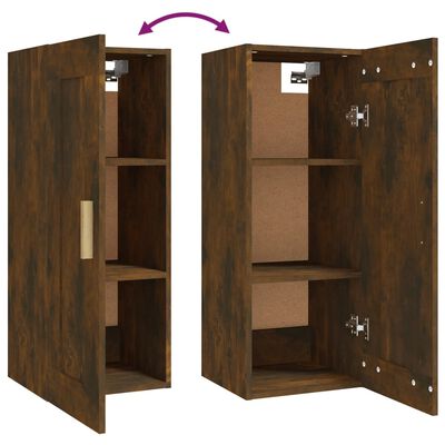 vidaXL Wall Cabinet Smoked Oak 13.8"x13.4"x35.4" Engineered Wood