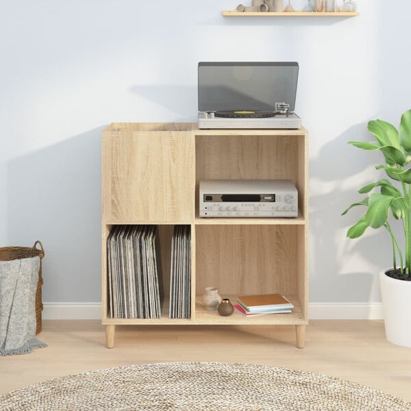 vidaXL Record Cabinet Sonoma Oak Engineered Wood Medium Record Cabinet