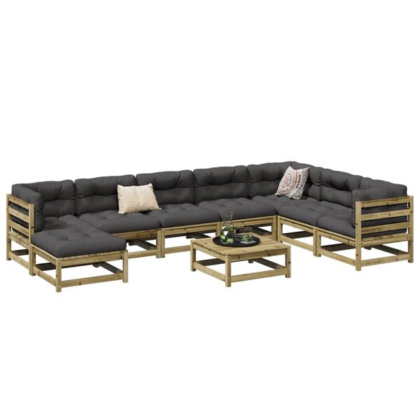 vidaXL Garden Sofa Set Anthracite Vacuum pressure impregnated pinewood