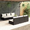 vidaXL Garden Lounge Set Black PE rattan, powder-coated steel, fabric, glass