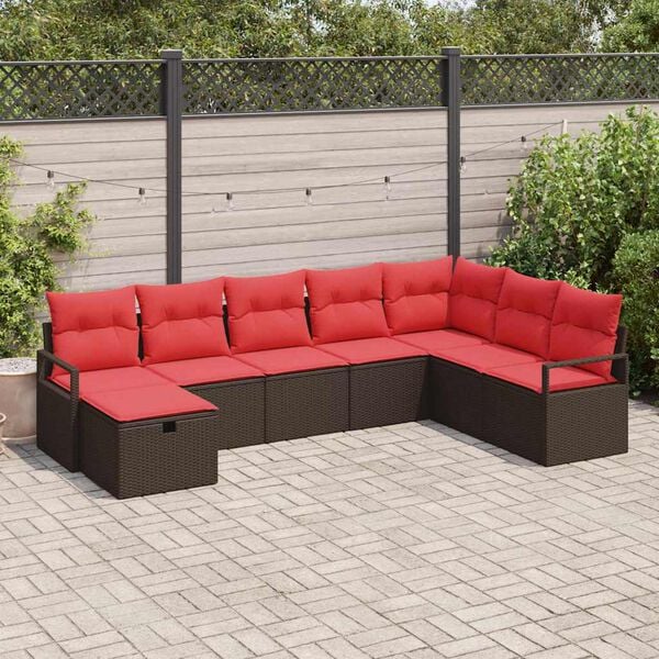 vidaXL Sofa Set with Cushion with Storage Brown Poly Rattan