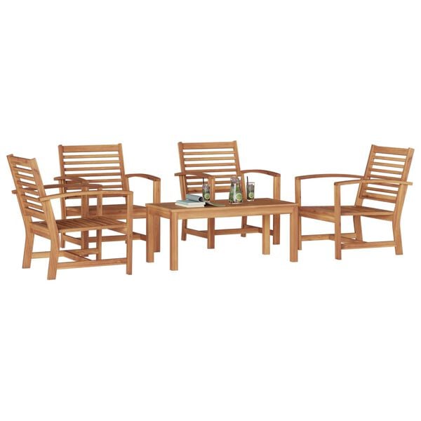 vidaXL Garden Sofa Set 5 pcs Natural Solid Teak Wood