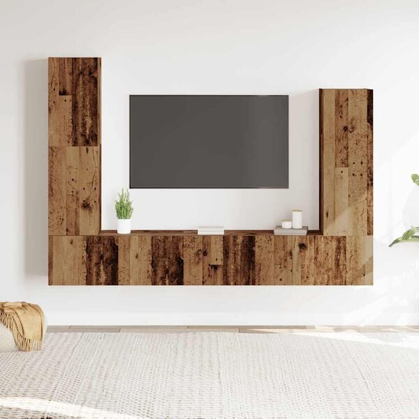 vidaXL TV Cabinet Set Set of 4 Old wood Engineered wood Medium