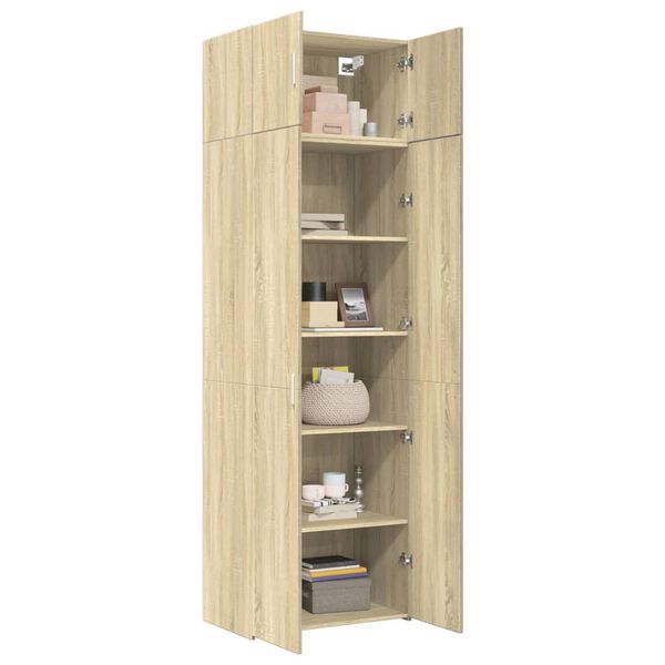 vidaXL Storage Cabinet Sonoma Oak 27.6"x16.7"x88.6" Engineered Wood