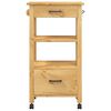 vidaXL Kitchen Trolley MONZA 18.9"x15.7"x34.8" Solid Wood Pine