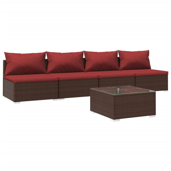 vidaXL Garden Lounge Set Brown and Cinnamon red