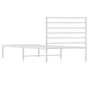 vidaXL Bed Frame White Powder-Coated Steel Single Bed Frame