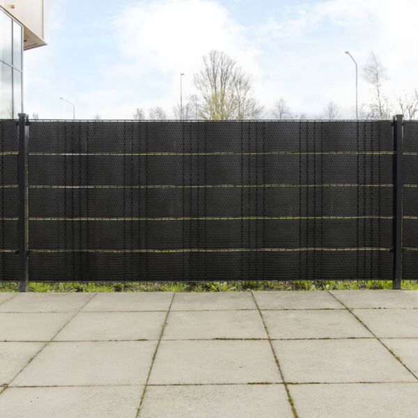 vidaXL Balcony Screens 5 pcs Black 100.4x7.5" Poly Rattan