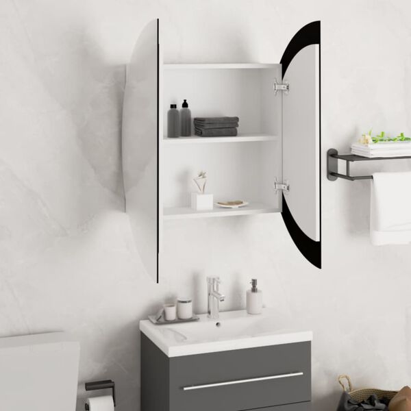 vidaXL Bathroom Cabinet White Engineered wood, glass, PVC, copper Medium