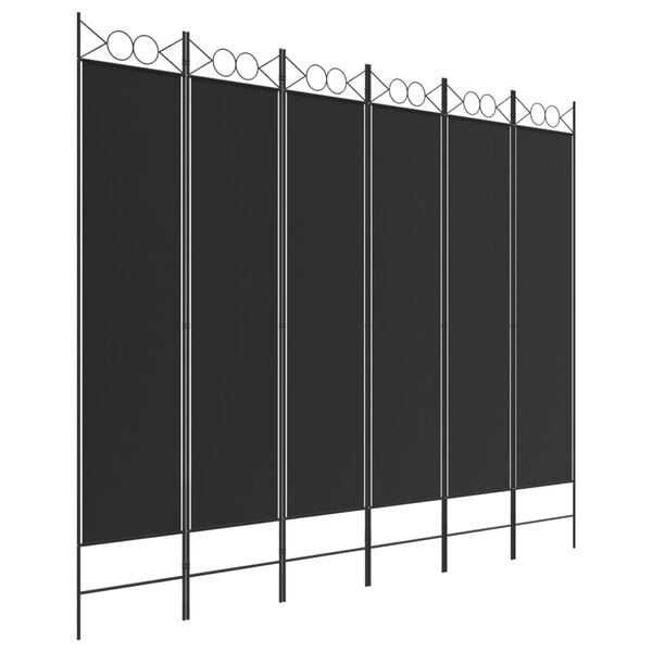 vidaXL 6-Panel Room Divider Black 94.5"x78.7" Fabric