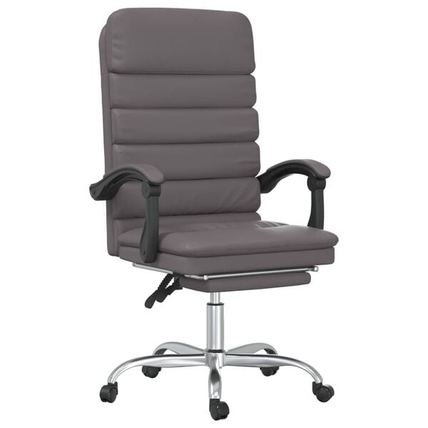 vidaXL Massage Office Chair Gray Faux Leather, Metal, Plywood Large