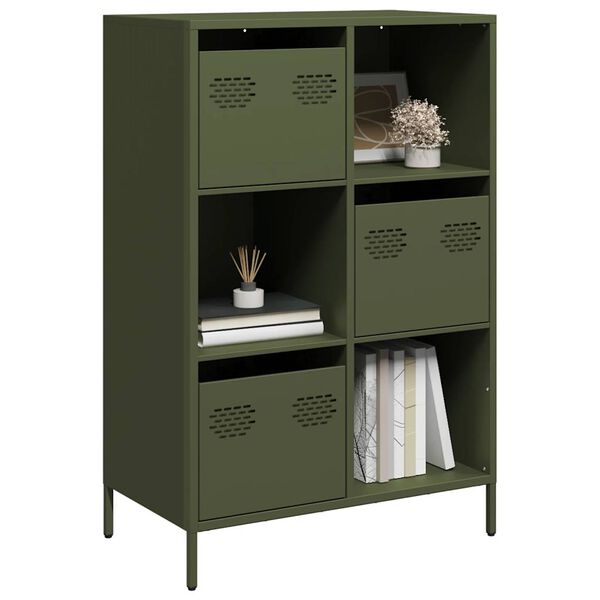 vidaXL Highboard Olive Green Cold-rolled Steel Highboard Rectangular