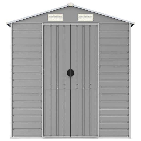 vidaXL Garden Shed Light Gray Galvanized Steel Large Garden Shed